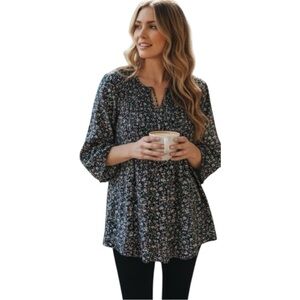 NWT Lucky Brand Navy Floral Blouse